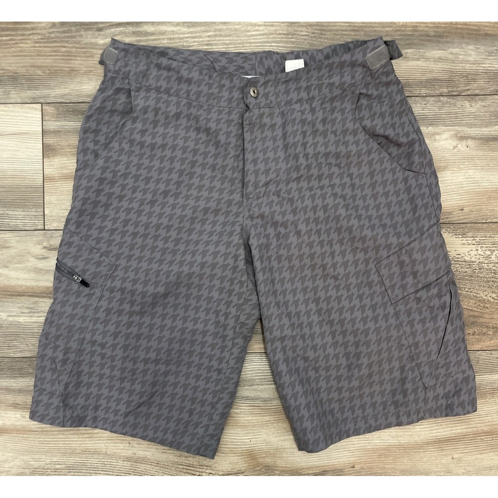 FOX Racing Shorts Men's Size 32 Gray Houndstooth AOP Cargo Padded Cycling Ride